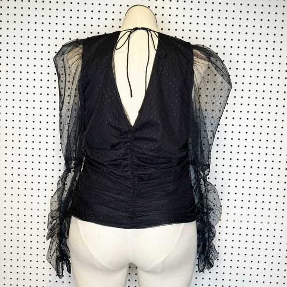 Maeve by Anthropologie | NWT Puffed Sheer-Sleeved Blouse in Black Sz. XL - Picture 5 of 13